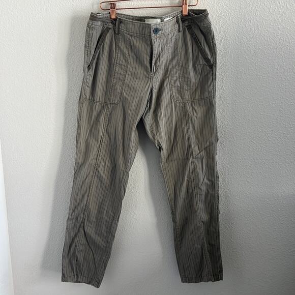 Anthropologie HEI HEI Utility Chino Pants Beachwalk Striped Tan Gray 29 - Picture 1 of 6